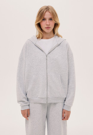 Худі трикотажне на блискавці сірий меланж        